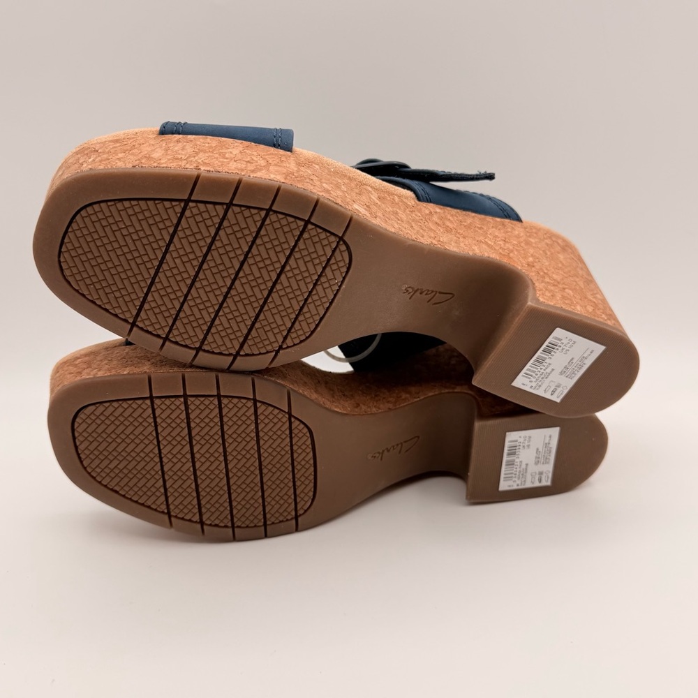 Clarks NWT Blue Cork Wedge Sandals Slingback Platform Women’s Size 10 - Picture 10 of 14